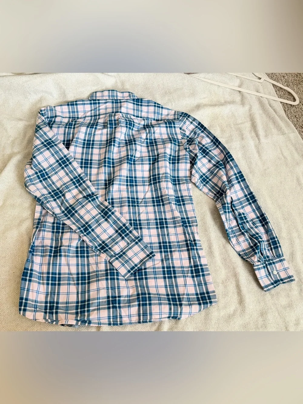 J.Crew Secret Wash Checkered pink/blue Buttoned Collar Size Small Slim NWOT